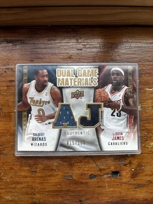 2009-10 Gold Upper Deck Dual Game Materials, Lebron James Gilbert Arenas 015/150 - Image 1 of 2
