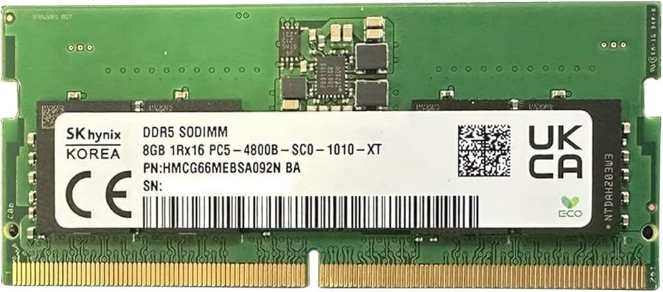 SK Hynix HMCG66AEBSA092N memoria 8 GB 1 x 8 GB DDR5 4800 MHz SO-DIMM RAM - Immagine 1 di 1