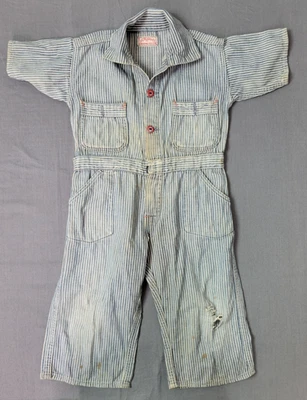 Mono a rayas de nogal azul blanco JC Penney Ox Hide Boys vintage de los años 1920-30 Foto 1 de 4