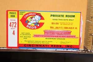 Boleto de juego de béisbol 1980 Cincinnati Reds Montreal Expos 17 de julio habitación privada - Imagen 1 de 2