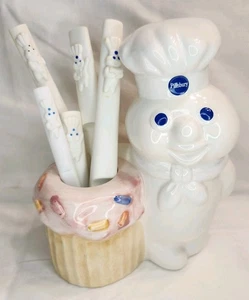 VTG Pillsbury Dough Boy Ceramic Kitchen Cupcake Utensil Planter Holder - Picture 1 of 10