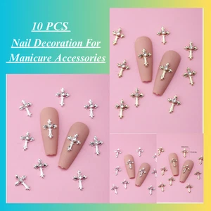 Cross Nail Art Charms 3D Rhinestones Nail Decoration For Manicure Accessories - Picture 1 of 5