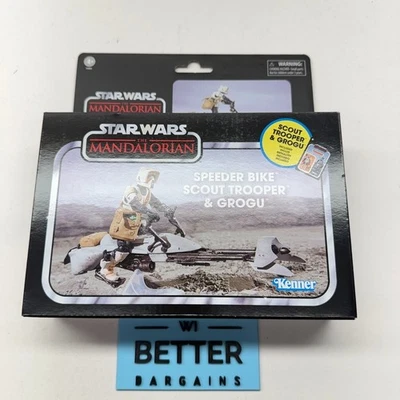 Bicicleta Speeder Star Wars: The Mandalorian Vintage, Scout Trooper y Grogu Action Foto 1 de 4