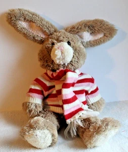 Conjunto de suéter y bufanda Build a Bear rosa con orejas tostadas de felpa a rayas de 17 pulgadas - Imagen 1 de 6