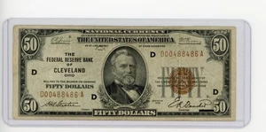 1929 $50 FEDERAL RESERVE BANK OF CLEVELAND, OH BROWN SEAL VF/XF - Picture 1 of 2