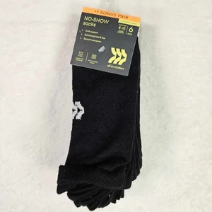 All In Motion 6er-Pack Sportsocken Damengröße 4-10 gepolstert unsichtbar schwarz - Bild 1 von 6
