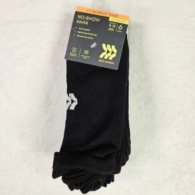 All In Motion 6 pares de calcetines deportivos para mujer talla 4-10 acolchados sin mostrar negros Foto 1 de 4