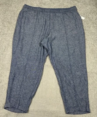 Pantalones Old Navy para mujer 3X azul recto cónico mezcla de lino tobillo Foto 1 de 4