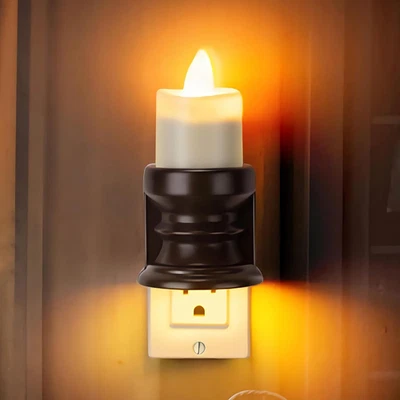 Flickering Flameless Candle Night Light Plug In Dimmable LED with Dusk to Dawn