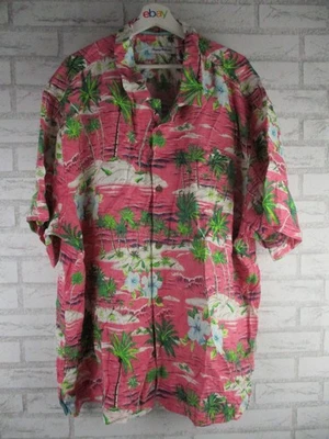Tommy bahama men's xxxl pink hawaiian linen shirt tropical palm floral island ne - Image 1 of 4