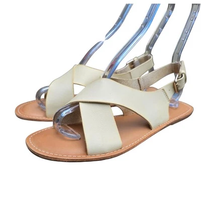 Old Navy Cross Slingback Sandals Adjustable Buckle Strap Summer Bone Size 8 - Image 1 of 4