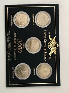 2000 Plated State QUARTER Proof Statehood Five 25 Cents 5 Coin Set - Picture 1 of 3