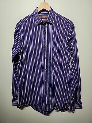ETRO Milano  Purple Striped Cotton Blend Casual Shirt Made In Italy Size 40 Slim - Image 1 of 4