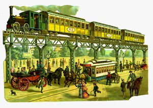 DIE CUT – NYC ELEVATED RR AND HORSE DRAWN STREET CAR - Picture 1 of 2