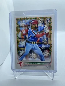 2022 Topps Holiday Brandon Marsh SP Santa Belt Image Variation RC #HW66 Phillies - Picture 1 of 2