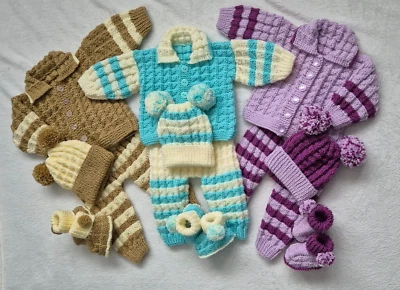 HALO HANDKNIT CREATIONS KNITTING PATTERN SR047 *TROUSERS, JACKET, HAT & BOOTS * 14, 16 and 18 " Chest