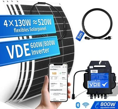 ECO-WORTHY 520W Balkonkraftwerk Solarpanel Flexibel und 600W/800W APsystems Photovoltaik