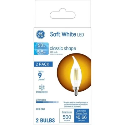 GE 2pk 60W Soft White LED Decorative Light Bulbs - Image 1 of 4