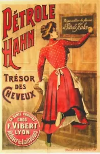 Poster vintage originale BENZINA HAHN CURA DEI CAPELLI IGIENE c.1900 - Foto 1 di 1