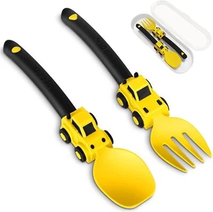 Construction Toddler Utensils - Toddler Forks and Spoons - Kids Spoon and Fork S - Picture 1 of 8