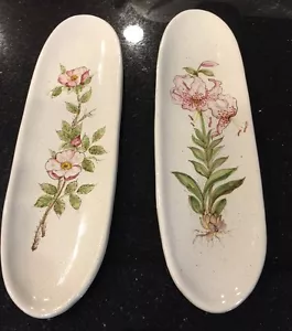 Hand Painted Ceramic Floral Wall Plaques Italy- Set of 2 - Picture 1 of 5