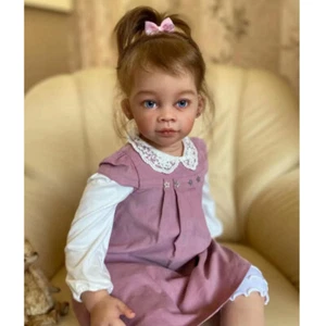 32 Zoll Reborn Baby mit handverwurzeltem Haar gelb bereits fertig Puppe Tuch Körper - Bild 1 von 5
