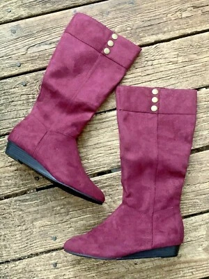 Китайская прачечная список вина бордовый колена ботинки искусственной замши туфли 9 ❤️sj15m4 - Изображение 1 из 4