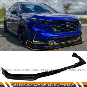For 2023-25 Honda CRV CR-V JDM V Style 3pc Gloss Black Front Bumper Lip Splitter - Picture 1 of 9