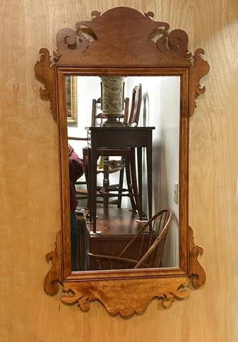 Vintage Artisan hand made maple Chippendale mirror mid 20thc excellent condition Cover