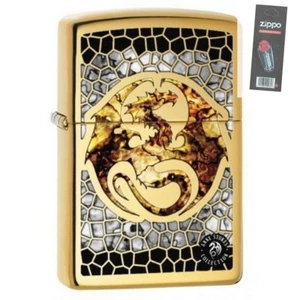 Zippo 0057 Anne Stokes-Dragon Fusion High Polish Brass Lighter + FLINT PACK - Picture 1 of 1