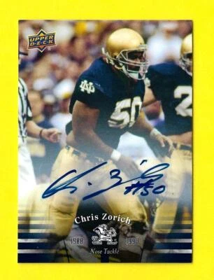 2013 Upper Deck University of Notre Dame Autograph #54 Chris Zorich - Image 1 of 3