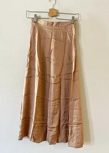 Olivaceous Size S Women's Flared Midi Skirt Elastic Waist Pull On Peach NWT - Picture 1 of 5
