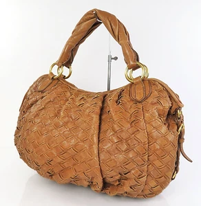 Auténtico bolso de mano de cuero tejido marrón MIU MIU #59897 - Imagen 1 de 15