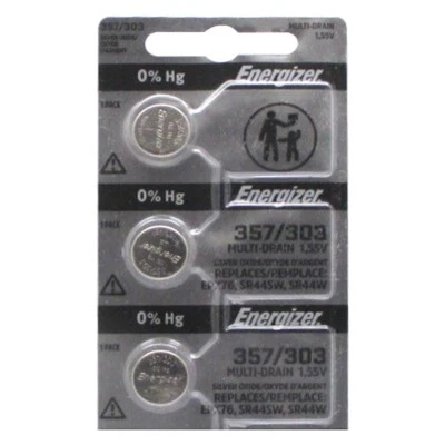 3 BATERÍAS NUEVAS ENERGIZER 357 SR44SW SR44W 303 ÓXIDO DE PLATA EPX76   Foto 1 de 2