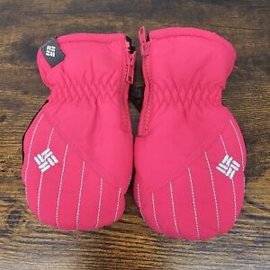 Columbia Toddler Mittens Pink Black Fleece Lined Insulated Gloves Side Zip