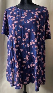 Lane Bryant blau Blumen Blumen Top Bluse hinten offen Größe 18/20 Boho künstlerisch - Bild 1 von 7