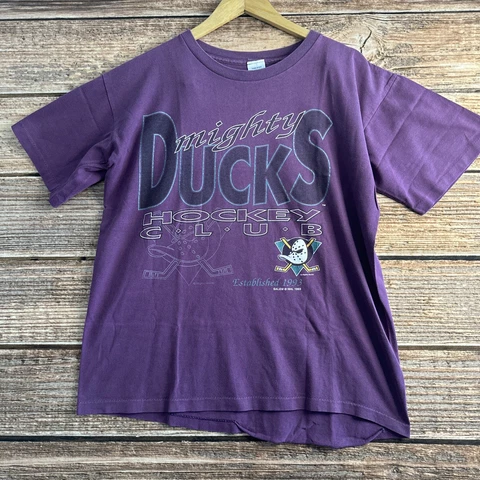 FLAW - Vintage 90s Mighty Ducks Shirt Men's Medium Salem Sportswear Anaheim USA Cover