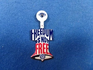 Vtg American U S Legion FREEDOM IS NOT FREE LIBERTY BELL SHAPE Foldover Tab Pin - Picture 1 of 4