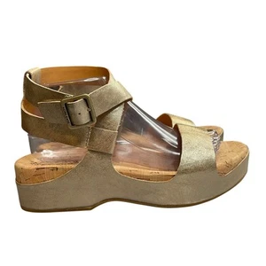 Sandalias Kork-Ease Yadira para mujer talla 9M cuero metálico dorado suave plataforma corcho - Imagen 1 de 7