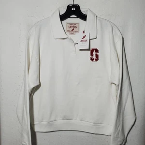 Stanford Cardinal Sweatshirt Womens Small White NCAA Polo Collar League 91 - Picture 1 of 10