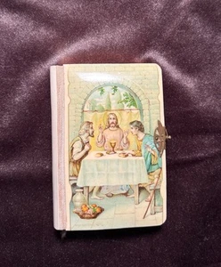 Antique Polish prayer book 1890 small w/ brass latch and crucifix - Picture 1 of 9