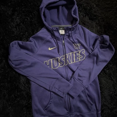 Nike Washington Huskies Therma-Fit Full-Zip Hoodie Purple Size Small - Image 1 of 4
