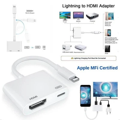 Lightning HDMI Adapter Konverter Kabel für Apple iPhone iPad 1080P Full HD Retoo - Bild 1 von 4