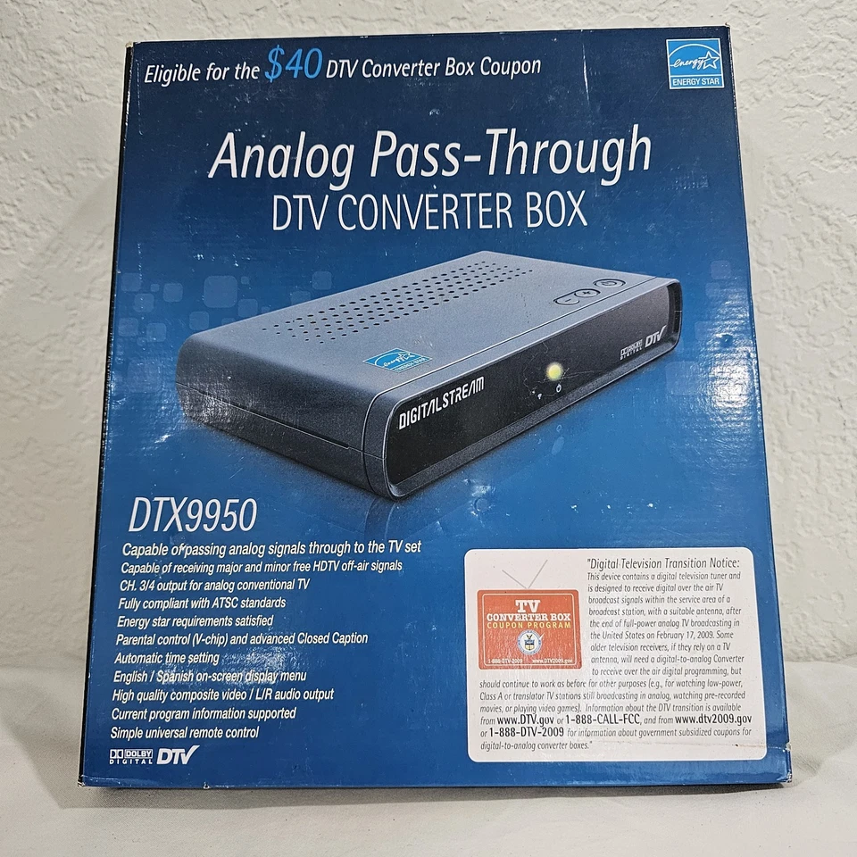 Digital Stream DTX9950 Analog Pass Through DTV Converter Box no remote - Image 1 of 2
