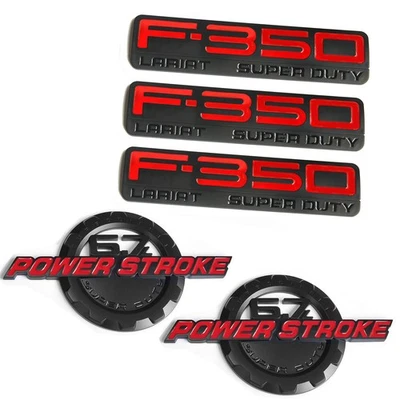 5 OEM 6,7 L POWERSTROKE + F-350 Lariat SUPER DUTY emblema se adapta a insignia F350 rojo Foto 1 de 4