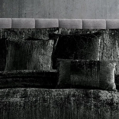 Edredón Riverbrook Home Turín Terciopelo Arrugado Colección Black King Foto 1 de 4