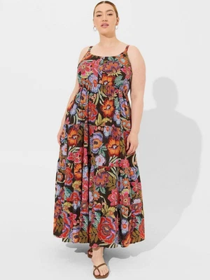 Torrid цветочный ярусный макси платье 3 X цветной богемное тропический без рукавов Flowy - Изображение 1 из 4