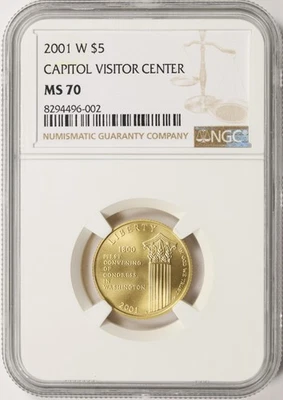 2001-W $5 Capitol Visitor Center Gold Commemorative NGC MS70 - Image 1 of 4