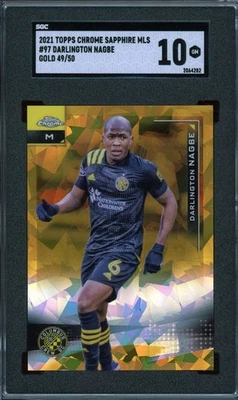 2021 Topps Chrome Sapph MLS Darlington Nagbe Columbus Crew Gold Ref /50 SGC 10! - Image 1 of 2