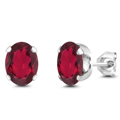 Aretes ovalados de topacio místico rojo enchapados en plata de 4 puntas de 3,20 quilates 8x6 mm Foto 1 de 4